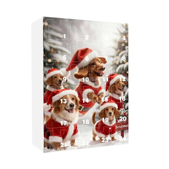 

2025 Адвент-календарь «Такса в кружке» 24-дневная коробка для отсчета Рождества с акриловыми украшениями Милый подарок для любителя собак B