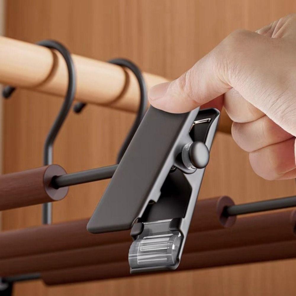 6 Pieces Adjustable Trouser Hangers Anti-slip Clothes Drying Rack Wood Pants Hangers Closet