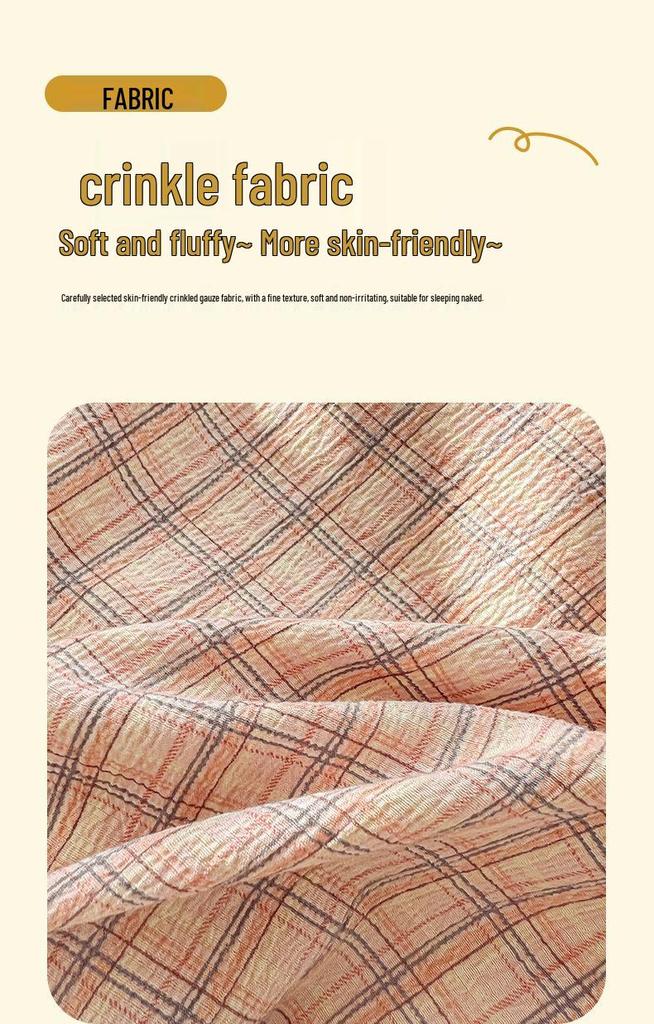 Breathable Washable Cotton Gauze Bedding Set: Double-Layer Duvet Cover, All-Season Bed Sheets (4-piece) for Dorms.