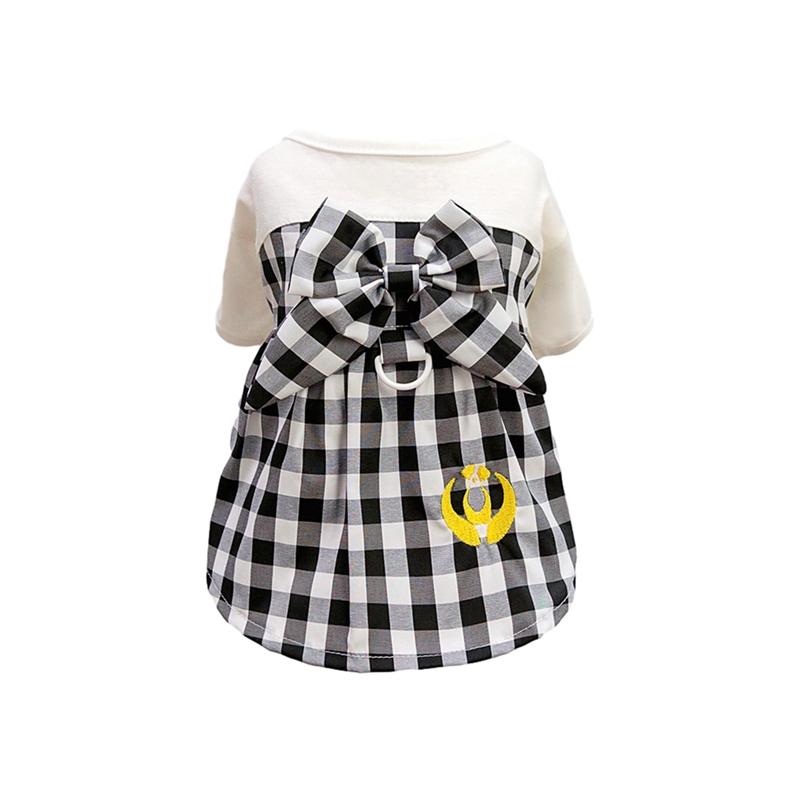 Pet Cat Dog Bow Plaid Clothes Dog Summer Costume