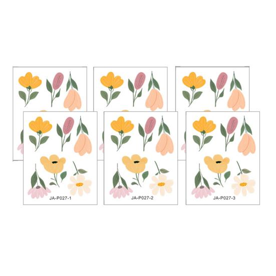 6Pcs Wall Decals, Flower Print Wall Stickers, Self-Adhesive Removable Waterproof Wall Decals for Home Bedroom Living Room Kids Room