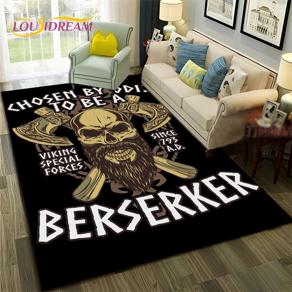 Nordic Viking Odin Valhalla Valknut Carpet Rug for Bedroom Living Room Home Sofa Decoration,Children Game Large Decor Floor Mat