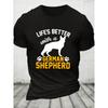 European Sizes GERMAN SHEPHERD Print Men's Crew Neck T-shirt, Short Sleeve Versatile Casual Summer Clothes