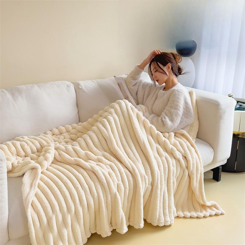 Fleece Throw Blanket for Couch,Super Soft Warm Fluffy Blanket for Bed Sofa Room Decor-Lightweight Cozy Fuzzy Striped Blanket for All Seasons