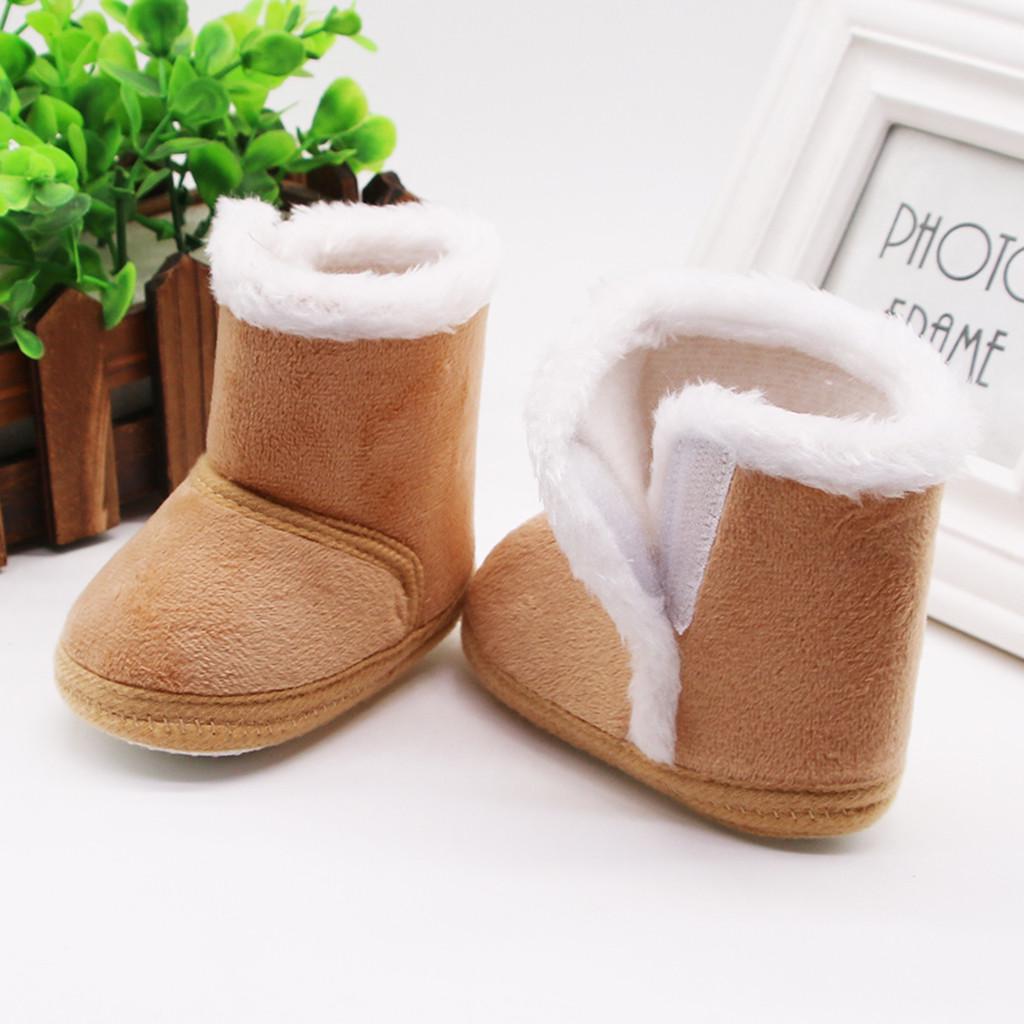 Infant Newborn Baby Girls Cashmere Plush Winter Boots Bandage Warm Shoes
