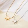 Korean Style Stainless Steel Crown Pendant Necklace for Women