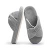 [Chantomoo] Women's Washable Slippers, Memory Foam, Corduroy Ribbon Crossband Slide Shoes, Comfortable, Trendy, Gift, Gray, Size 23.5~24.0cm