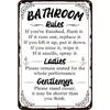 Metal Poster Wall Art Vintage Bathroom Rules Rustic Farmhouse Decor Rectangular Iron Sign