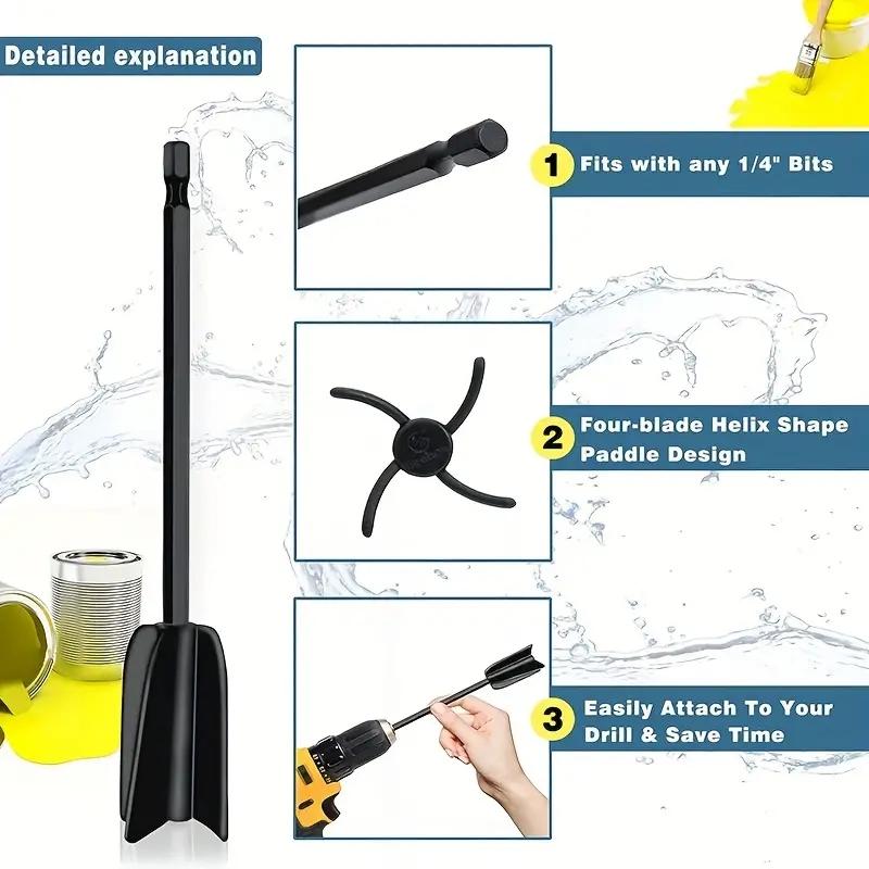 2PCS Epoxy Mixing Stick Paint Stirring Rod Putty Cement Paint Mixer Attachment With Drill Chuck For Epoxy Resin Latex Oil Paint