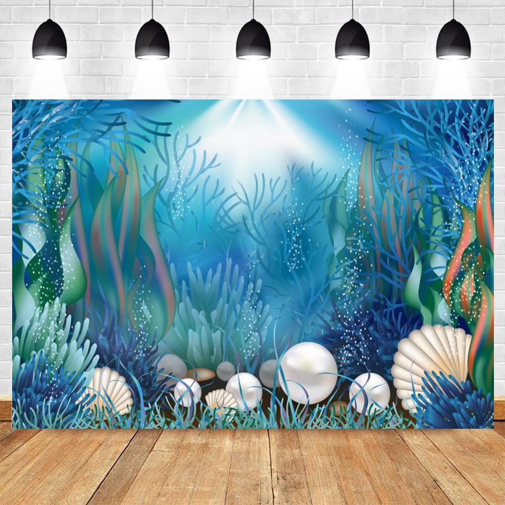 Underwater World Seabed Photography Backdrop Decor Ocean Undersea Fish Coral Baby Birthday Background Photo Studio Props Custom