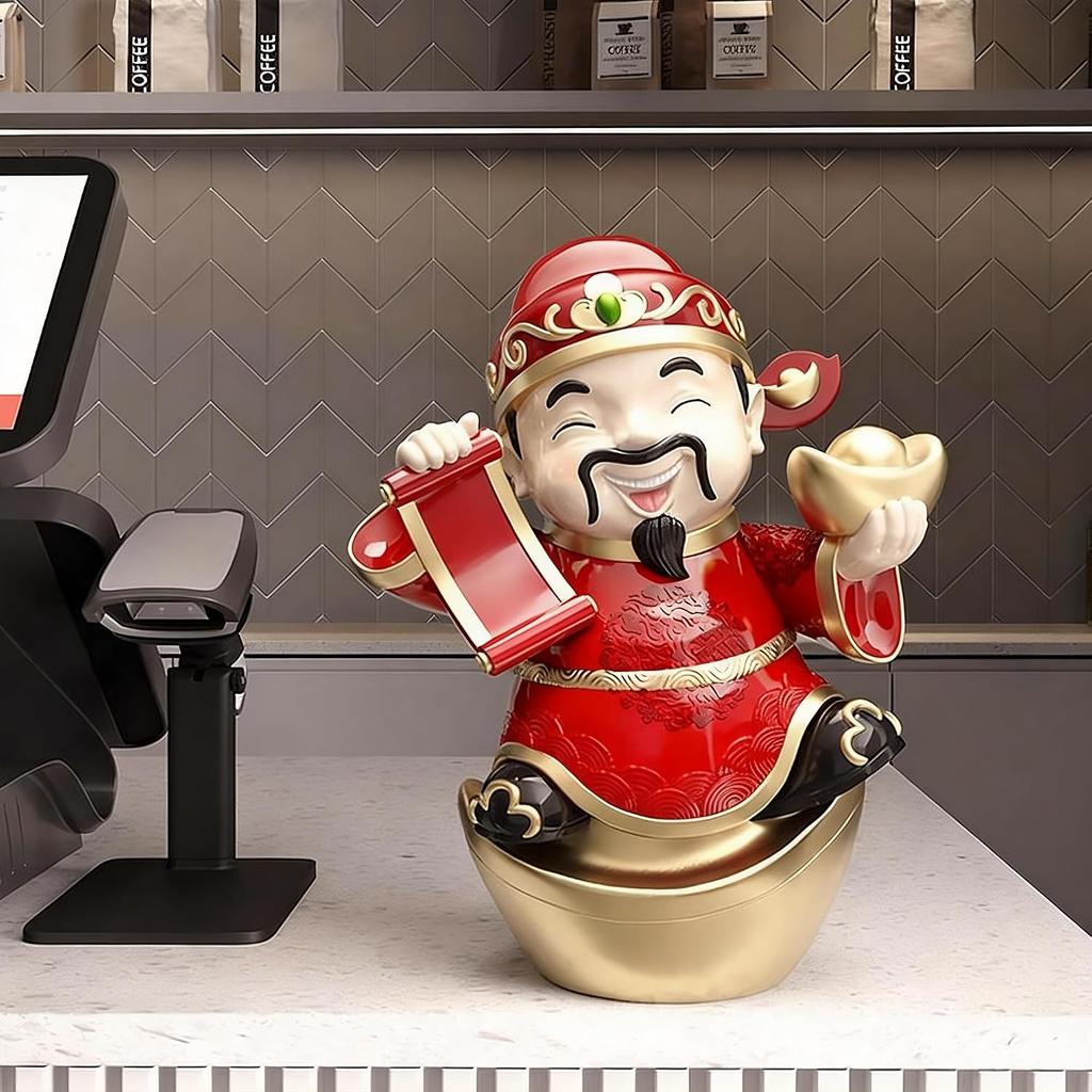 Aris & Juno Cute God of Wealth Figurine - Resin Lucky God Statue for Good Luck & Prosperity Home Decor