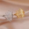 Fil de Vent Lotus Couronne Bague Bohème en Acier Titane pour Femme Cadeau de Mariage