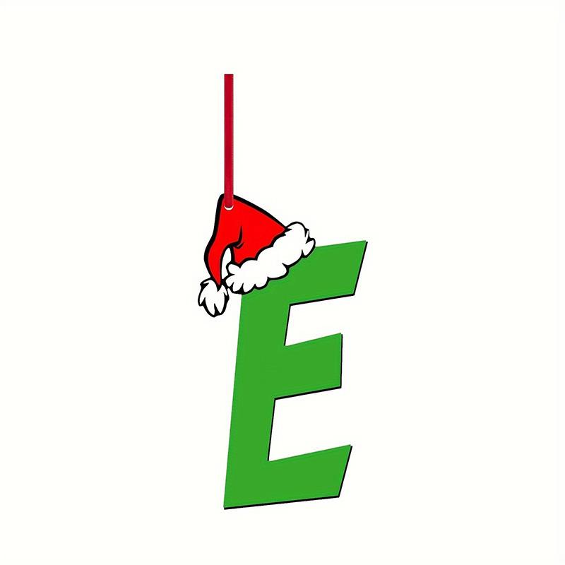 Green Elf Style 26 Letters Christmas Tree Hanging Ornaments DIY Craft Gift Tag Merry Christmas Decoration for Home 2026 New Year