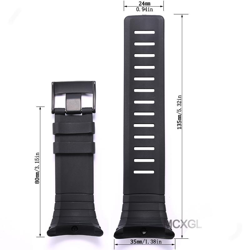 Gumový náhradní řemínek pro Suunto core Pánské sportovní vodotěsné hodinky Černé doplňky k hodinkám Náramky