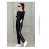 Women 2 Piece Tracksuit Set Color Block Long Sleeve Top Striped Jogger Pants Casual Sports Outfit
