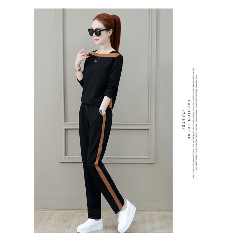 Women 2 Piece Tracksuit Set Color Block Long Sleeve Top Striped Jogger Pants Casual Sports Outfit