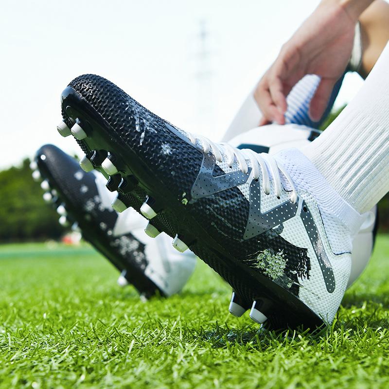 35-45 Men's High-top Large Size Football Shoes Long Nail Anti-slip Resistance TPR Artificial Captain Outdoor Youth Children Football Shoes