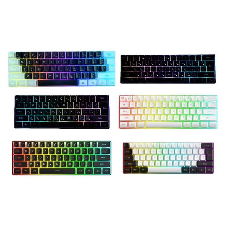 LED Mechanical Keyboard Hot Swappable Gaming Keyboard Corded Keyboard 61 Keys Gaming Keyboard for Computer Laptop