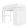 Children's Bed Loft Bed 90x200 Cm Wardrobe Storage Compartment Open Underbed Space Pine Wood Bed Frame Slat Base White