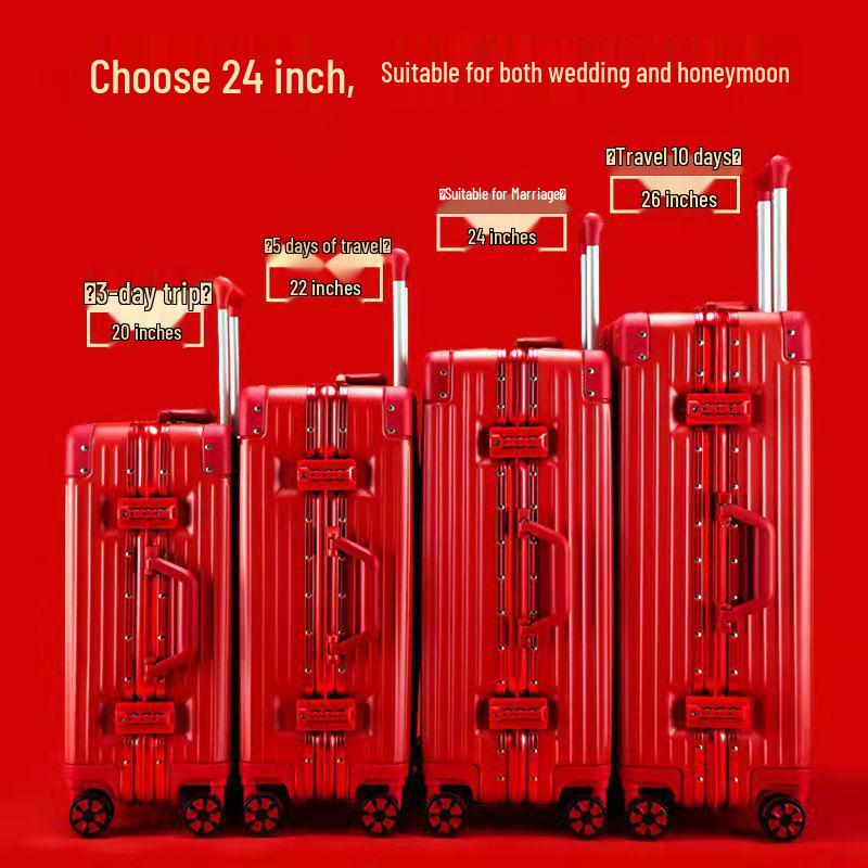 Weddings 20-Inch Red Carry-on Trolley Suitcase with Universal Wheels and Combo Lock for Men & Women