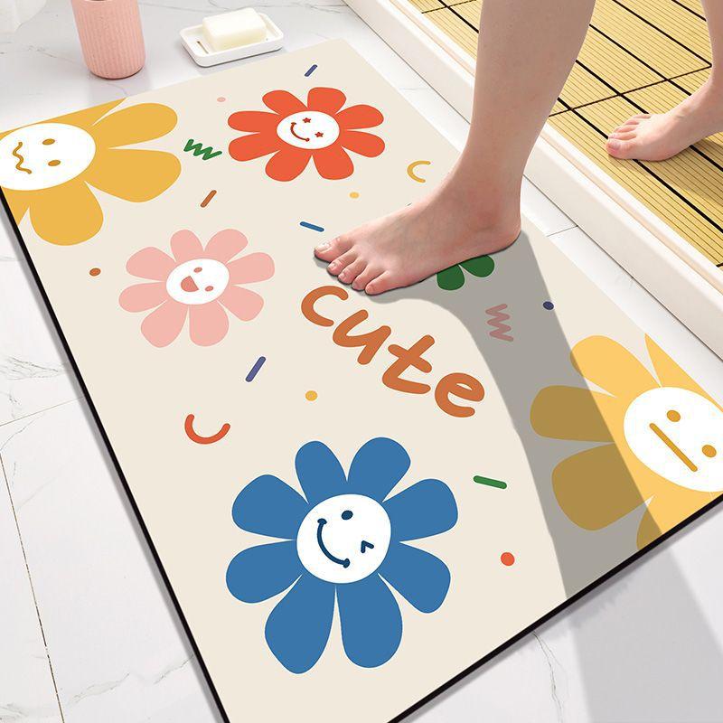 

Cartoon Diatom Mud Moisture-wicking Mat Washroom Floor Cushion Bathroom Slip-resistant Mat Diatom Mud Toilet Carpet 40*60CM