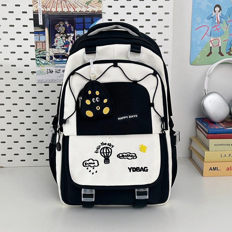 Schoolbag Large capacity schoolbag Female high value versatile high school student embroidery backpack Mori style cute junior high school student