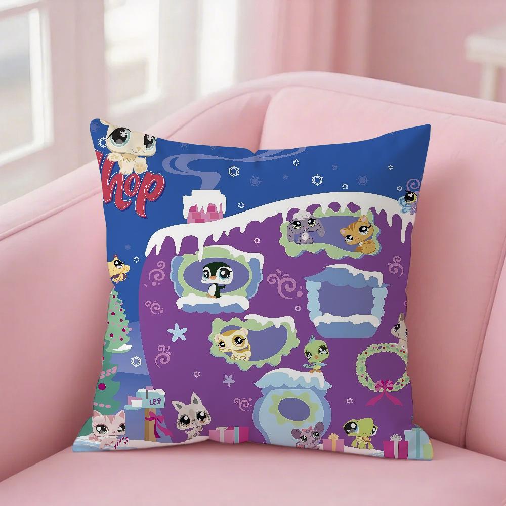 L-Littlest P-Pet Shop Pillow Case Square Double-Sided Printing Sofa Cushion Cover Bedroom Bedside Pillowcover