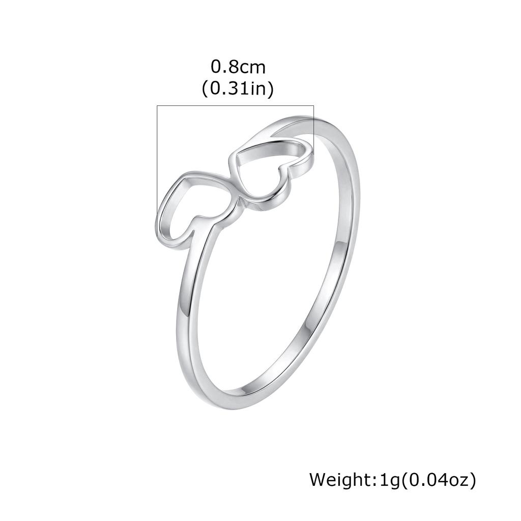 Double Heart Rings for Women, Stainless Steel Promise Ring Rustproof Jewelry