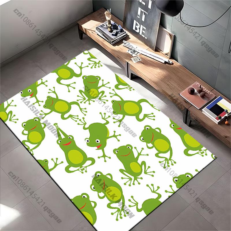 Happy Playful Frogs Pattern Carpet Yoga Living Room Room Decor Children's Crawling Mat Doormat Area Rug Games Mat