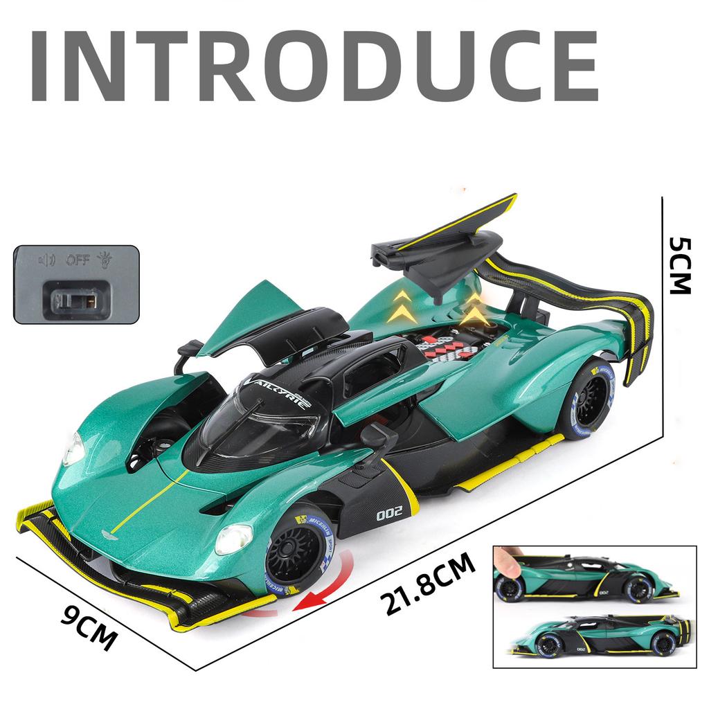 1/24 Aston Martin Valkyrie Spider Supercar Alloy Car Model Sound and Light Pull Back Children's Toy Collectibles Birthday Gift