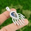 Daughters Day Deal Pear Natural Sodalite Ethnic Handcrafted Pendant 925 Silver