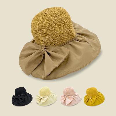 Sommer neuer Schleifen-Vinyl-Schalenhut UPF50+ Tasche Aufbewahrung großer Schirm Sonnenhut Damen Sonnenschutz Sonnenhut