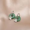 Chinese Style Retro Blessing Character Pendant Jade Pendant Ear Buckle, Exquisite Design And Creative Guochao Earrings Earrings