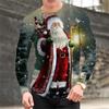 Christmas Men's Santa Claus Graphic Long Sleeve T Shirt Crew Neck Casual Tee Shirt New In Sports Tshirts For Men