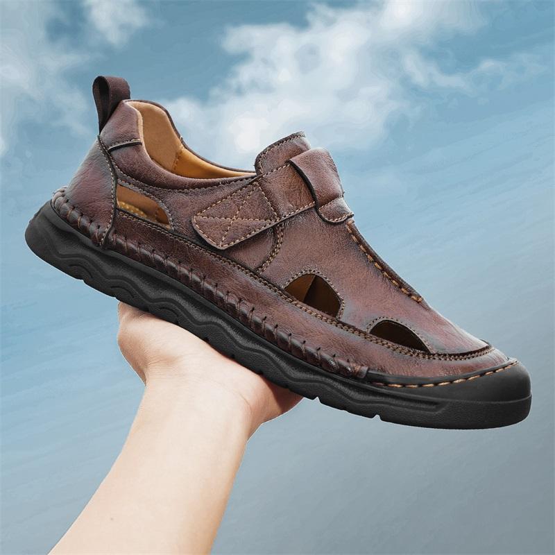 Summer Men's Leather Casual Closed Toe Sandals Casual Sandals for Men Casual Shoes Handmade Leather Shoe