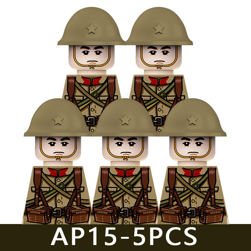 WW2 Military Soldier Figures Building Blocks Army Japanese Warrior Medical Nurse Officer Infantry Helmets UV Printed Bricks Toys