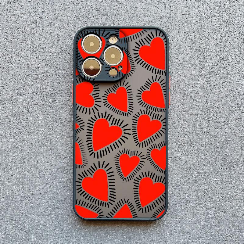 Cute Love Heart Pattern Protective Phone Cases for Iphone 15 11 12 13 Pro Max Mini 16 14 Pro Max Plus X XR XS Shockproof Cover