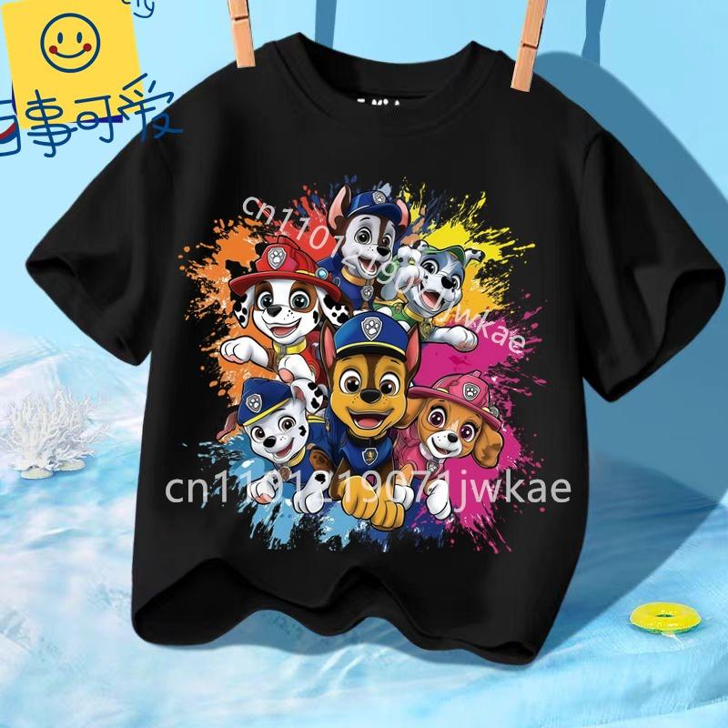 Kids Paw Patrol Cartoon Graphic Baby T Shirt Cotton Casual Short Sleeve Tee Boys and Girls 2026 Summer Toddler Clothing Tops
