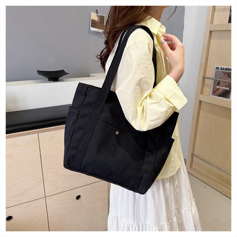 Large Capacity Tote Canvas Bag Work Commute High Aesthetic Versatile Artistic Student Book Shoulder Bag