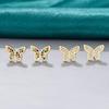 Colorful Rhinestone Butterfly Stud Earrings: Fashionable, Versatile, and Long-Lasting Vietnamese Sand Gold Jewelry for Women