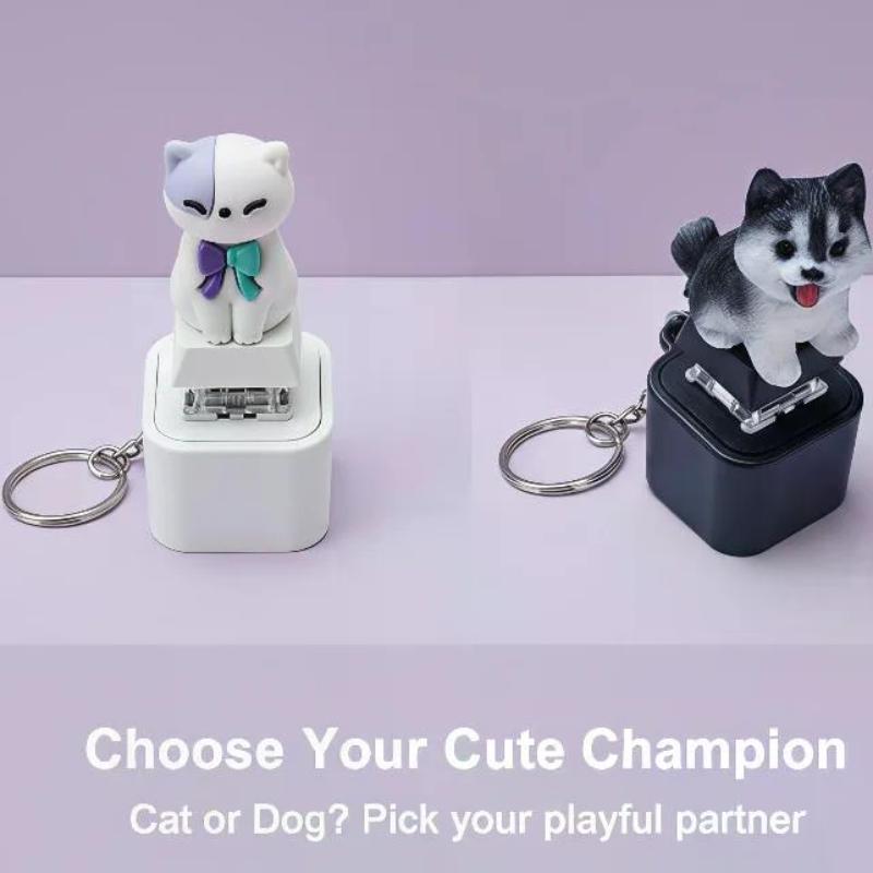 Usb-C Rechargeable Pet Shape Clicker Keychain Led Sound Fidget Toy Portable Stress Relief Ornament