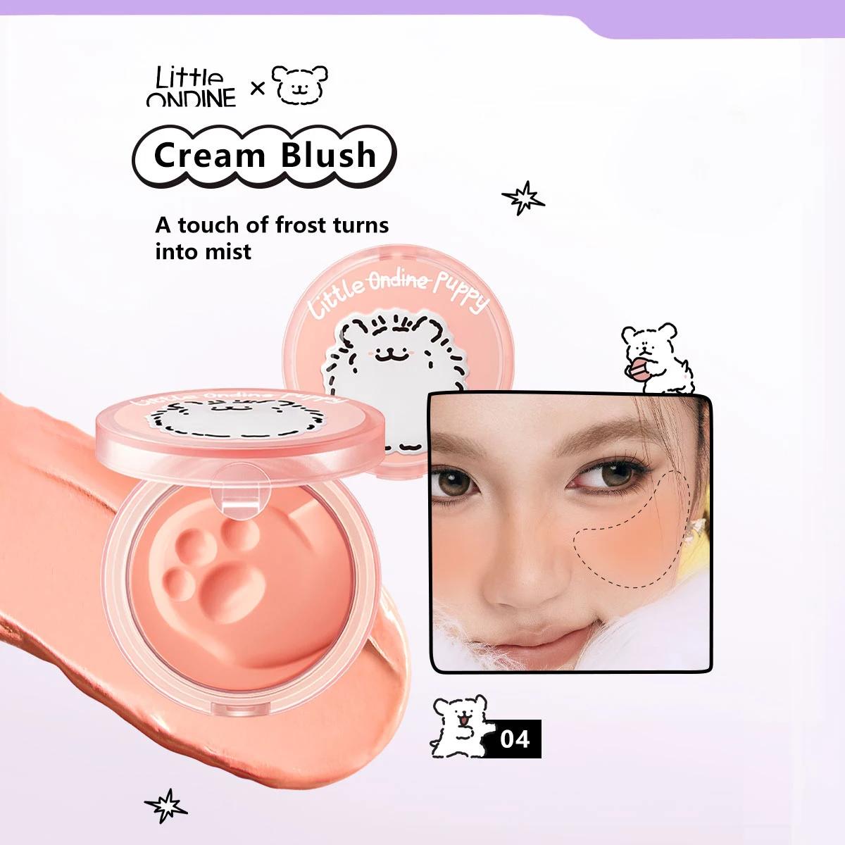 Little ONDINE Cream Blush,Silky Cream Texture,Cute IP,Smooth & Blendable,Natural Skin-Fusion Color,Long-Lasting&Fade-Resistant 03