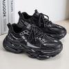 Pure Black Men's Casual Sneakers Outdoor Sports Shoes Breathable Wear-resistant Rubber Outsole Comfortable Shoes for Men