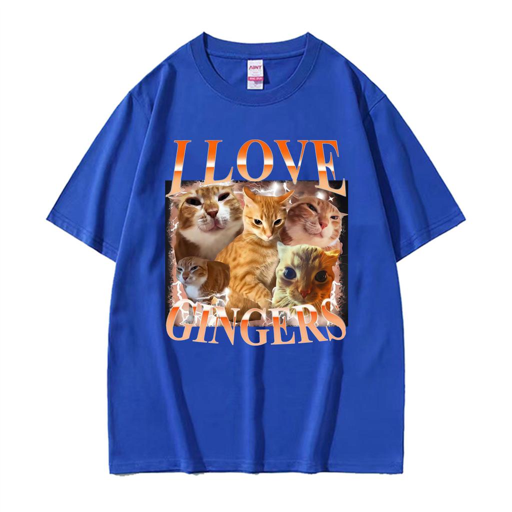 I Love Gingers Orange Cat Vintage 90s Graphic T Shirt Unisex Unisex Clothing Fashion Comfort Short Sleeves Loose Tshirts Streetwear