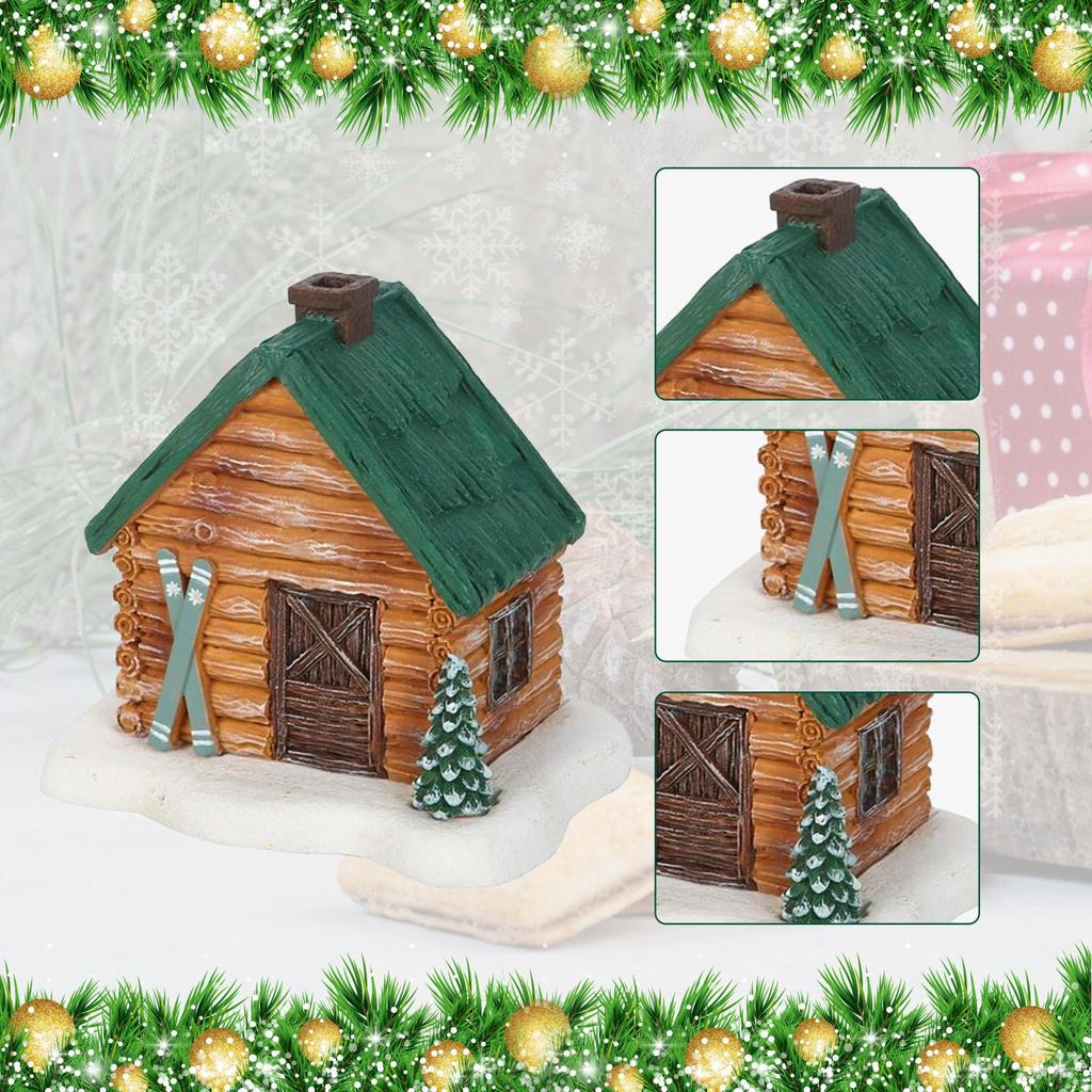Weihnachtsblockhütte Räuchergefäß mit Kamin Kamin Akzenten Feiertags Harz Kegelhalter