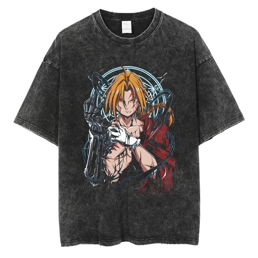 

Fullmetal Alchemist Edward & Alphonse Elric Vintage Washed Oversized T-Shirt | Anime Streetwear Tee XXXL різнокольоровий