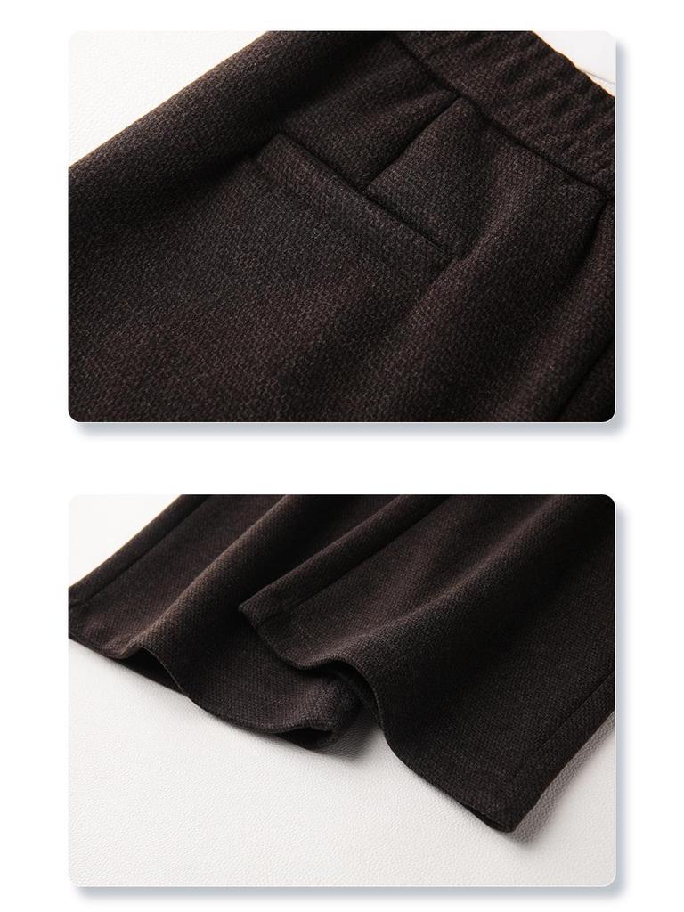 Women's High-Waist Khaki Wool Blend Flared Pants - 2024 Autumn/Winter Style