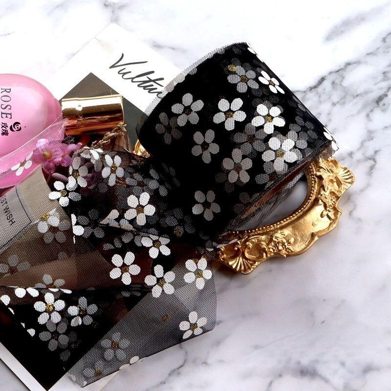 5 jardów 6 cm rolka tiulowa wstążka w kwiaty floret