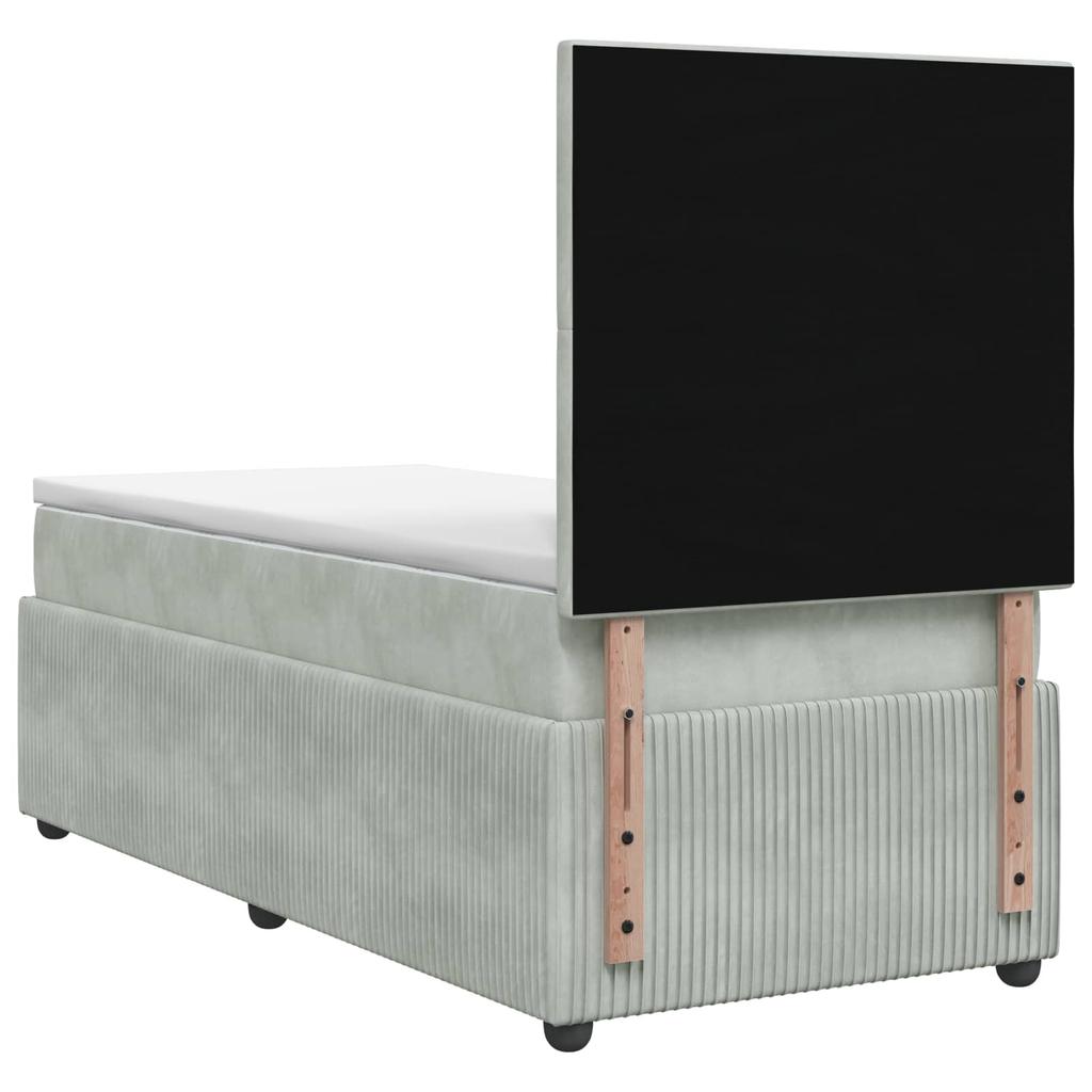 LED Upholstered Bed with Mattress Light Gray 90 X 190 Cm Velvet