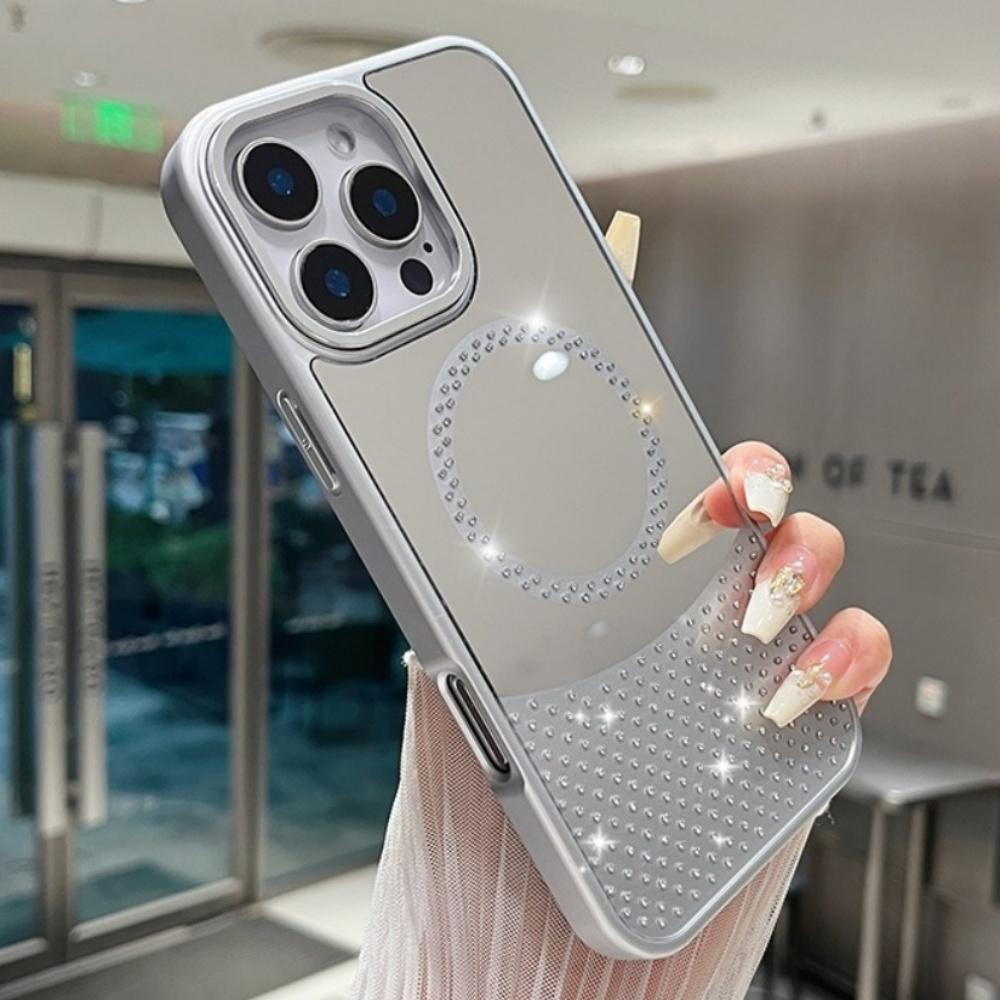 

Stylish Bling Diamond Colored Make-up Mirror Magnetic Case For iPhone 16 15 Plus 14 13 12 11Pro Max For Magsafe Rhinestone Cover iPhone 11